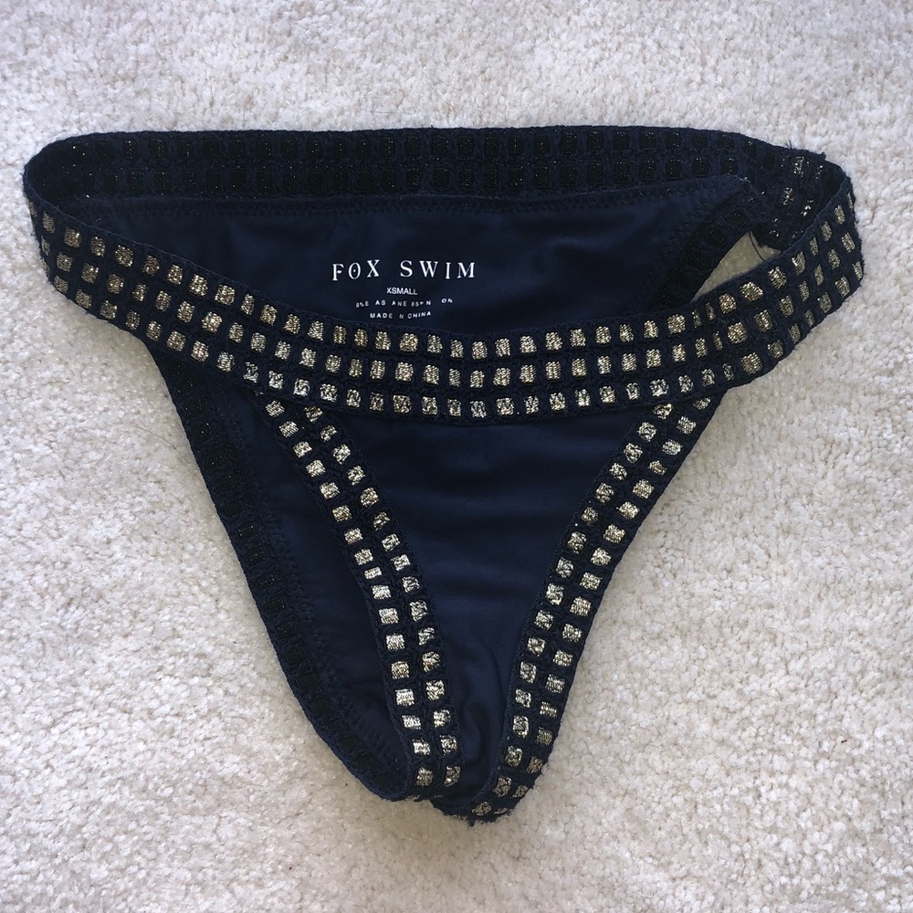 Gold & Navy Swimsuit Bottoms XS
